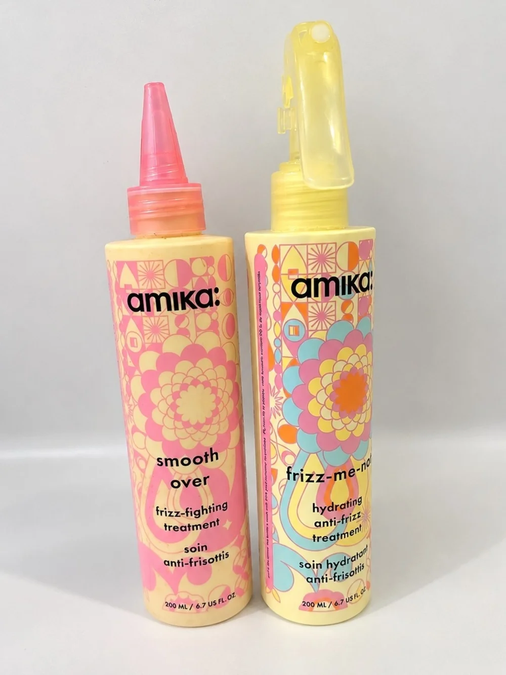 amika Anti Frizz Hair Treatment Bundle Smooth Over + Frizz Me Not